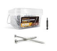BZBULLET #10 × 3 inch 304 Stainless Steel Deck Screws Wood Screws, Flat Head T25 Star Drive, Type 17 Auger Tip with a Free T25 Star Drive Bit for All Outdoor Wood Construction 1000Pcs