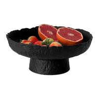 BZCWHWY Glass Fruit Bowl for Kitchen Counter, Black Pedestal Bowl, Large Footed Serving Bowl, Decorative Bowls for Centerpiece Home Decor, Modern Fruit Holder (Large 10.4 Inch)