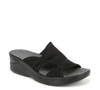 BZees Women's Smile More Wedge Sandal, Black Fabric, 6 UK