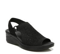 BZees Women's Star Bright Wedge Sandal, Black Sparkle, 4 UK