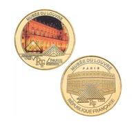 BZFAOEV Louvre Museum Commemorative Coin The Louvre In Paris Challenge Coin Art Craft Souvenir Gift for Collection Home Decor
