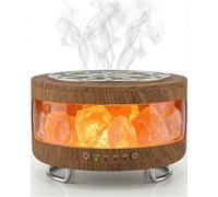 BZGG 4-in-1 Ultrasonic Essential Oil Diffuser & Himalayan Salt Lamp, Humidifier & 7-Color Night Light,Timer,Ultra-Quiet Operation and Auto Shut-Off for Bedroom,Office,Yoga Studio Relaxation, Brown