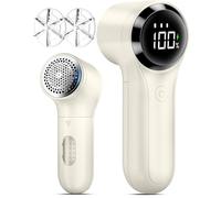 BZGG Rechargeable Lint Remover, Bobble Remover for Clothes, 3 Speeds Adjustable Fabric Shaver, LED Display Bobble Remover for Clothes, Lint Shaver for Various Fabrics,Beige