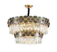 BZGPMFUD Chandelier Chandeliers Light Crystal Post Modern Black Titanium Gold Lamp Living Room Hall Dining Bedroom Study Engineering(Diameter 80CM Double Layer)