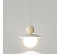 BZGPMFUD Chandeliers Bedside Pendant Light White Metal Hanging Lamp with Spherical Acrylic Lampshade Modern LED Chandelier 5W-3 Color Mode(Blanc)