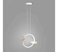 BZGPMFUD Chandeliers Cartoon Astronaut Pendant Light White Metal Ring Hanging Lamp with Acrylic Lampshade, Modern LED Chandelier-16W(White Light)