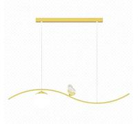 BZGPMFUD Chandeliers Linear Dining Pendant Light Ultra-Thin Metal Strip Hanging Lamp with Silicone Shade Wave Shaped Suspension Lamps LED Chandelier 32W(White Light)