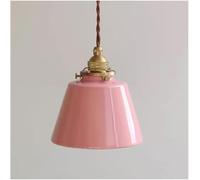 BZGPMFUD Chandeliers Simple Modern Pendant Lamp E27 Loft Decor Japanese Style Brass Ceramics Hanging Light Dining Room Home Lighting Bedroom Bedside Antique Droplight Luminaire Glass(Pink)