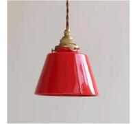 BZGPMFUD Chandeliers Simple Modern Pendant Lamp E27 Loft Decor Japanese Style Brass Ceramics Hanging Light Dining Room Home Lighting Bedroom Bedside Antique Droplight Luminaire Glass(Red)