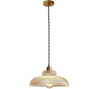 BZGPMFUD Chandeliers Vintage Dome Hanging Lamp Ribbed Glass Clear Pendant Light Simple Creative Pendant Lamp Dining Room Living Bedroom