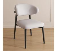 BZGPMFUD Dining Chair 2pcs Upholstered Modern Reading Desk No Arm Stacking Chair(Beige,Black Legs)