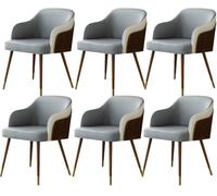 BZGPMFUD Dining Chair 6 Pack Soft Padded Seat Modern Microfiber Leather High Density Sponge Beech Wood Legs(Light Gray)