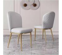 BZGPMFUD Dining Chair Mid Century Vintage Leather Set of 2 Upholstered Lounge for Kitchen Counter Living with Gold Metal Legs and Backrests(Gray-1)