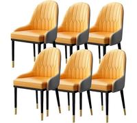 BZGPMFUD Dining Chair Set Of 6 Kitchen Modern Upholstered Side Living With Soft Pu Leather Cover Cushion Seat And Metal Legs(a)