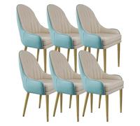 BZGPMFUD Dining Chair Set Of 6 Metal Legs Kitchen Dining Counter Chairs Waterproof Microfiber Leather High-Density Cushion Carbon Steel Frame(Lake Blue+offwhite)