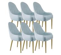 BZGPMFUD Dining Chair Set Of 6 Metal Legs Kitchen Dining Counter Chairs Waterproof Microfiber Leather High-Density Cushion Carbon Steel Frame(Haze Blue)