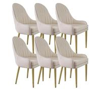 BZGPMFUD Dining Chair Set Of 6 Metal Legs Kitchen Dining Counter Chairs Waterproof Microfiber Leather High-Density Cushion Carbon Steel Frame(Khaki+offwhite)
