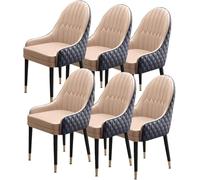 BZGPMFUD Dining Chair Set Of 6 Microfiber Leather Soft Padded Seat Dining Room Chairs Wooden Legs Kitchen Modern Accent Arm Chair(Color 14)