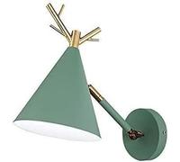 BZGPMFUD Wall Lamps Sconces Fashionable Retro Industrial Ceiling Lamp Simple Cone Wall Light Fixture Head Wall Lighting Idea with Metal Antler Decoration Bookstore(Green)