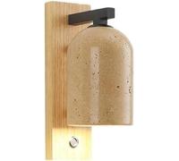 BZGPMFUD Wall Lamps Sconces Light Natural Wall Sconce E27 Bedroom Wall Light with Push Switch Mid Century Marble Vintage Farmhouse Wood Wall Lighting(Grey Wolf)