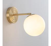 BZGPMFUD Wall Lamps Sconces Straight Arm Vanity Wall Sconce Creativity Copper Wall Light Mid Century E27 Water Pattern Glass Ball Hallway Living(Grey Wolf)