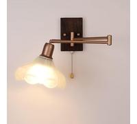 BZGPMFUD Wall Lamps Sconces Sturdy Durable Swing Arm with Pull Chain Switch Antique Glass Wall Sconce Adjustable Wall Mount Reading Light Vintage(Left)