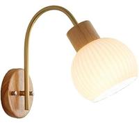 BZGPMFUD Wall Lamps Sconces Vintage Milk Glass Wall Sconced Mid Century Wall Mounted Light Ribbed White Wall Lighting Gooseneck Rustic Wood