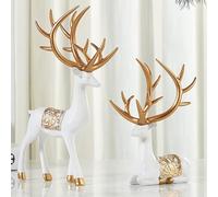 BZHIB 2-Pc Christmas Reindeer Decor Statue,Standing And Sitting Reindeer Resin Sculpture,Holiday And Christmas Decoration for Home Christmas Deer Table Centerpieces Supplies,White