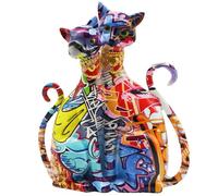 BZHIB 2-Piece Colorful Cat Couple Statue, Cat Lover Gifts, Artistic Figurines for Home & Office Decor, Desk Accessories, 8.4x10 Inches (A, One Size)