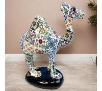 BZHIB 5.5 Inch Tall Camel Sculpture Statue Ornament,Resin Statue For Office Decor,Home Decor,Vivid Lifelike Carvings,Best Gift For The Man blue plaid