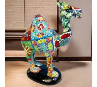 BZHIB 5.5 Inch Tall Camel Sculpture Statue Ornament,Resin Statue For Office Decor,Home Decor,Vivid Lifelike Carvings,Best Gift For The Man Red plaid