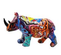 BZHIB Colorful 10.2 x 6.4 Inch Rhino Statue, Cute Resin Rhino Figurine for Desk & Shelf Decor, Home & Office Decoration, Living Room & Bedroom Tabletop Ornament, Gift for Rhino Lovers (A, One Size)