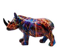 BZHIB Colorful 10.2 x 6.4 Inch Rhino Statue, Cute Resin Rhino Figurine for Desk & Shelf Decor, Home & Office Decoration, Living Room & Bedroom Tabletop Ornament, Gift for Rhino Lovers (C, One Size)