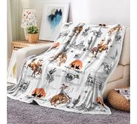 Bzhilja Western Cowboy Throw Blankets, Wild West Ride Horse Desert Cactus Cozy Warm Bed Couch Blanket, West Farmhouse Country Theme Fleece Flannel Throws to Decorate The Room and Bedroom