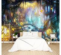 BZHXBZ - Enchanted Forest Backdrop Wallpaper Black and Gold Tree Nursery Kids Bedroom Dream Butterfly murals Boys and Girls Room Decor Home Living Room Large wall Mural - 137"x96" Not Peel and Stick