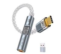 BZINK USB C to 3.5mm Headphones Jack Audio Adapter, Hi-Res DAC Adapter with 8-Strand 4N Single Crystal Copper Silver-Plated Cable, USB-C to aux with Aluminum Alloy Shell for All USB-C Devices (Grey)