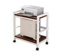 BZJPRFC 2 Tier CPU Holder with Wheels,Computer Tower Stand Under Desk,Metal Frame and Wooden Shelves,Max Load 110 Lbs,for Gaming Home Office(Color2,65.5x59x35cm)