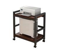 BZJPRFC 2 Tier CPU Holder with Wheels,Computer Tower Stand Under Desk,Metal Frame and Wooden Shelves,Max Load 110 Lbs,for Gaming Home Office(Color1,65.5x59x35cm)