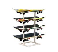 BZJPRFC 4/5/6/7-Layer Skateboard Rack Floor Stand,Surfboard/Skiboard Display Rack,Double-sided Sports Equipment Shelf,for Homes Garages Clubs Skate Shops(White,90x45x37cm)