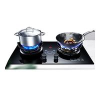 BZJPRFC 73CM Indoor Gas Stove 2 Burners, 5.2kW/5.0kW Camping Gas Stove, Tempered Glass Ignition Camping Double Burner LPG/natural Gas (Size : NG)