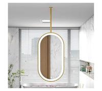 BZJPRFC Ceiling Hanging Mirror with Lights,HD Vanity Make-up Mirrors,Oval Metal Ceiling Mounted Mirror,for Bathroom Washroom Shaving (Boom Can be Customized)(Gold,50x80cm)