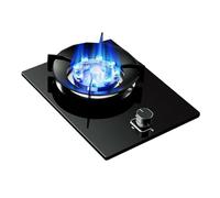 BZJPRFC Gas Cooker 1 Burner,5.2KW Nine-chamber Fire Ring Frying Pan,Tempered Glass Cooktop with Flame Out Protection,NG/LPG Gas Conversion(NG)