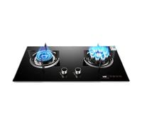 BZJPRFC Gas Stove,2 Burner,Stainless Steel Catering 5.2kW Indoor Regulators,Tempered Glass Cast Iron Pot Rack,with Flameout Protection,for Home Kitchen(NG)