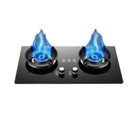 BZJPRFC Gas Stove 2 Burners,kitchen Counter Top Stove,5.0KW Catering Indoor Regulators,Tempered Glass Cast Iron Pot Rack,with Flameout Protection,for Home Kitchen(NG)