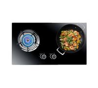 BZJPRFC Gas Stove,Kitchen Counter Top Stove,4.8KW Catering Indoor Regulators,Tempered Glass Cast Iron Pot Rack,with Flameout Protection,for Home Kitchen(LPG)