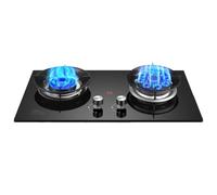 BZJPRFC Gas Stove With 2 Burners, 4.8/5.2KW - Black Tempered Glass Cast Iron Pot Holder With Flameout Protection, Suitable For Home Kitchens (Size : LPG)