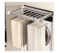 BZJPRFC Hidden Pull Out Trousers Organizer,Above Washing Machine Drying Rack,Width Adjustable Space Saving,40kg Capacity,for Wardrobe Balcony Bathroom(Width 60-85cm)