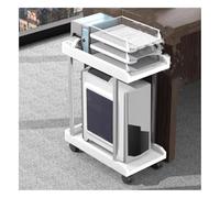 BZJPRFC PC Stand Computer Cart,2 Tier Rolling Printer Cart Under Desk,Metal Frame and ABS Plastic Shelves,Max Load 110 Lbs,for Office Home Classroom(White,670x465x245mm)