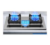 BZJPRFC Silver Stainless Steel Gas Stove With 2 Burners, 5.2KW 9-cavity Timed High Flame, Accidental Flameout Protection Device, For Home Kitchen Camping (Size : LPG)
