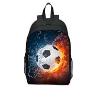bzjqh Football Backpack for Kids, Football School Bags, Fire Water School Bag for Boys & Girls - Lightweight Bookbag for High School, Middle School, Elementary